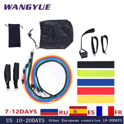 17Pcs/Set Latex Resistance Bands Gym Door Anchor Ankle Straps Resist Band Kit Yoga Exercise Band Fitness Expander Loop Tube Pull