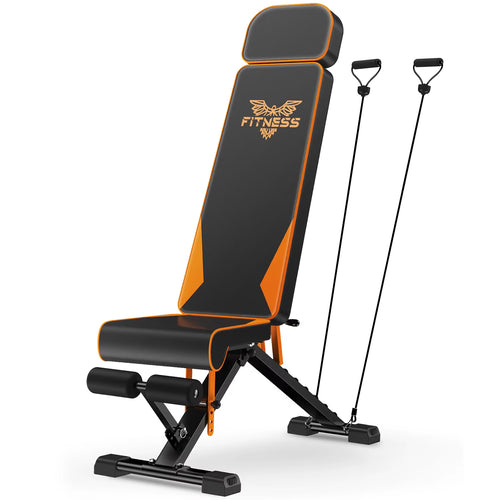 Adjustable Workout Weight Bench Full Body Exercise with Resistance Bands Weight Lifting Sit-Ups Home Gym Workouts Weight Bench